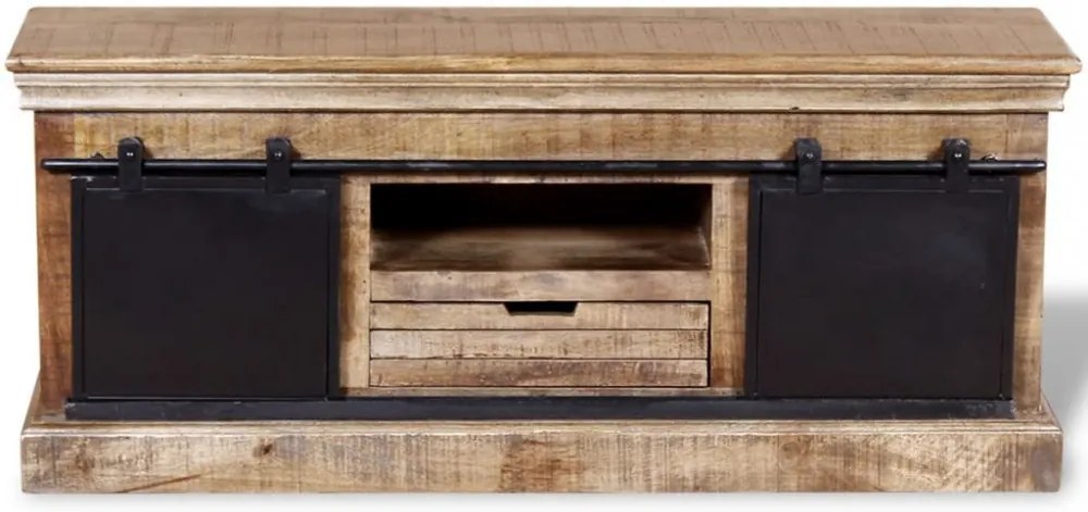 Tömör mangófa TV-szekrény 2 tolóajtóval 100x30x45 cm