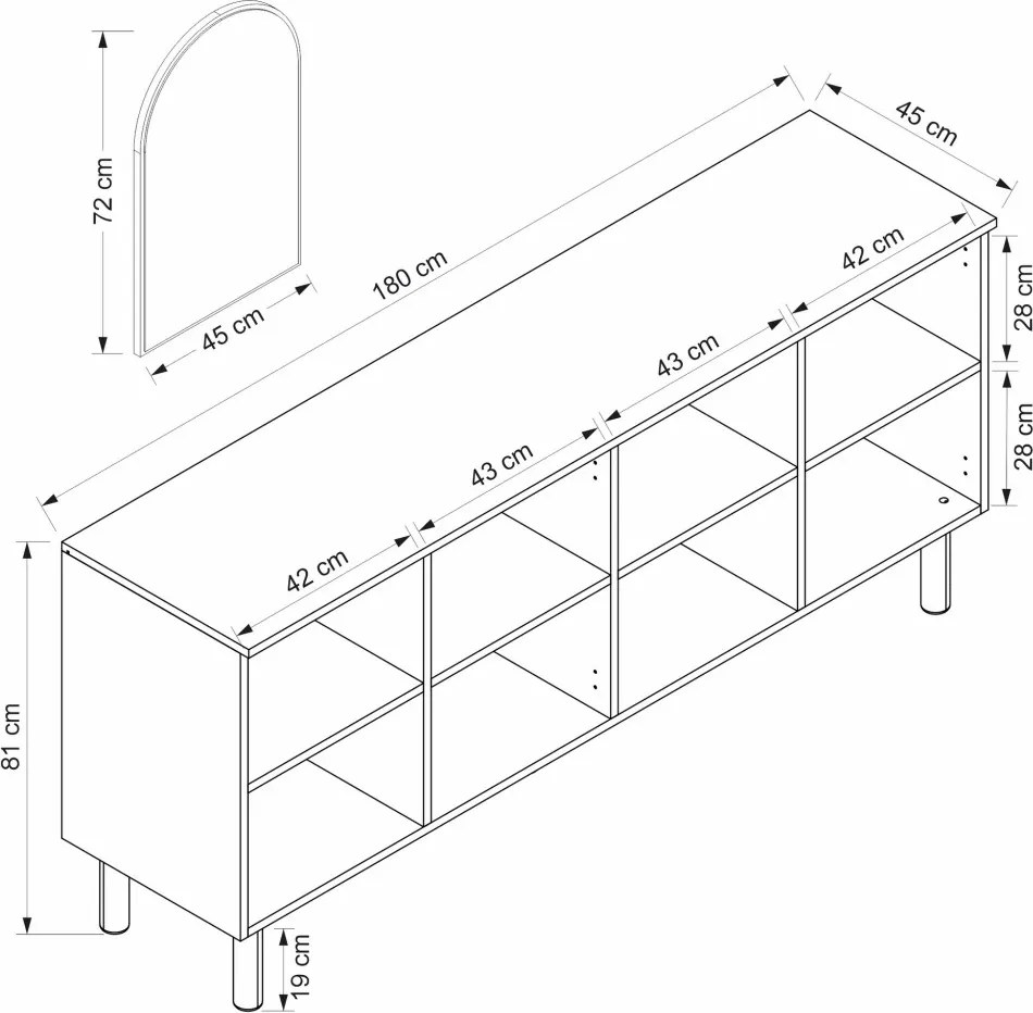 Lotus komód, fehér, 180 cm – TR506MNR1326