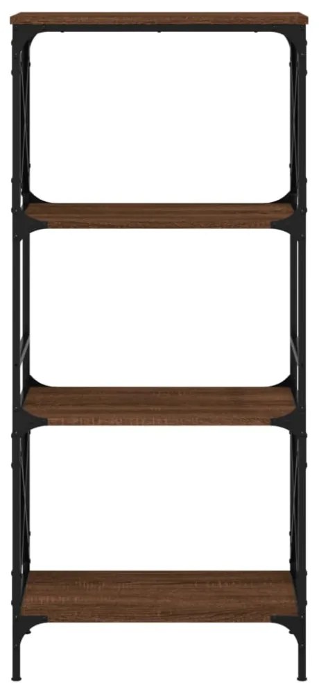 4 szintes barna tölgy színű szerelt fa könyvespolc 59x35x132 cm
