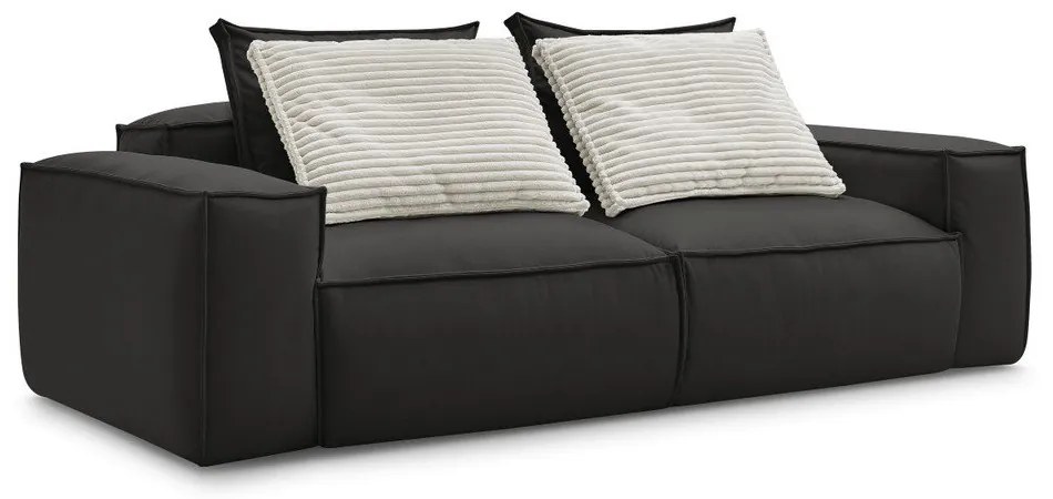 Fekete bőrutánzat kanapé 260 cm Boheme – Bobochic Paris