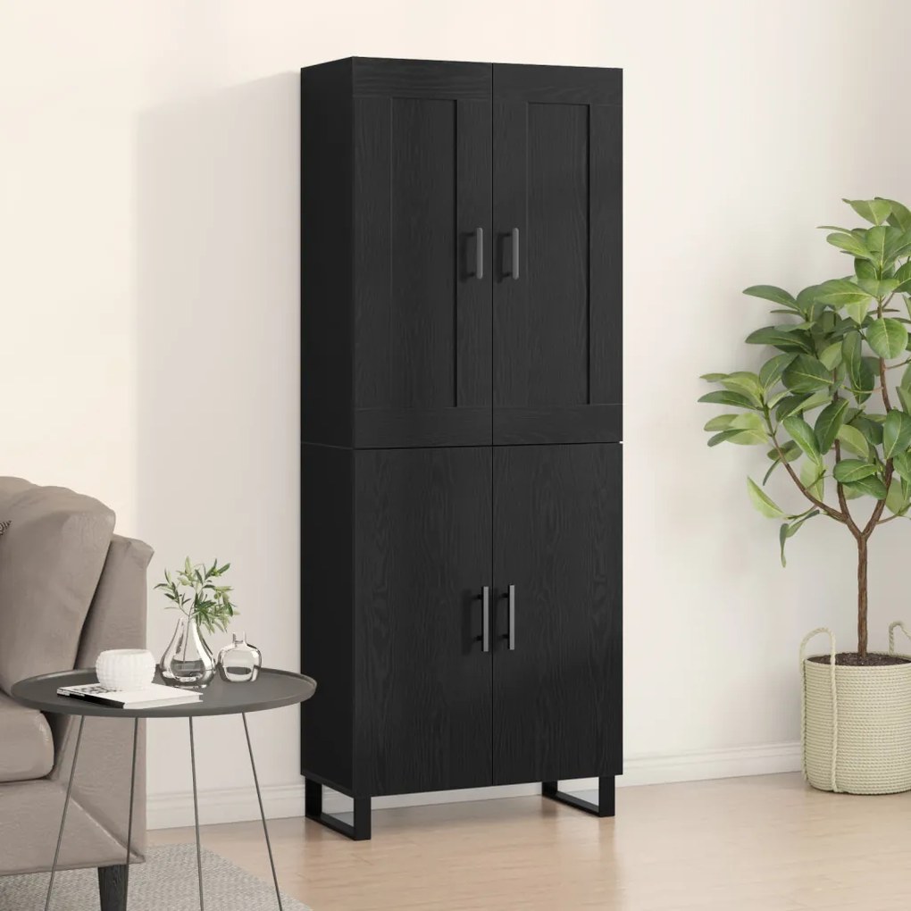 Highboard Fekete Tölgy 69.5x34x180 cm Mérnöki Fa