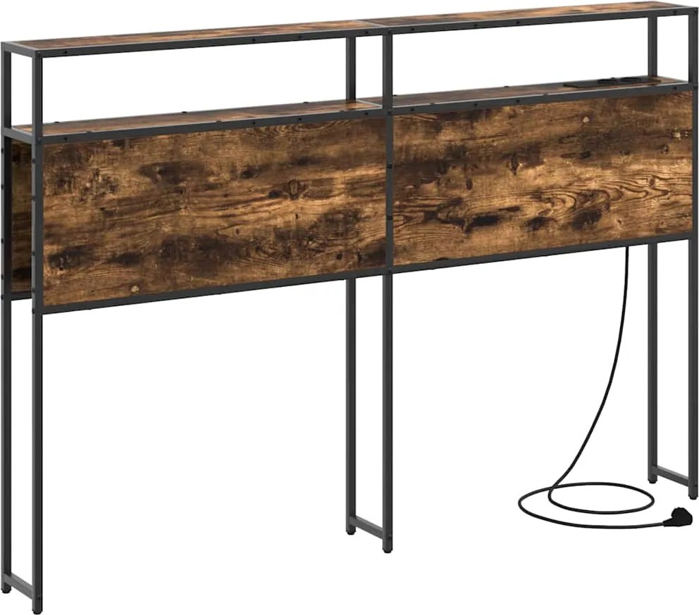 vidaXL Tároló fejtámla polcokkal Füstölt tölgy 120 cm Faanyag