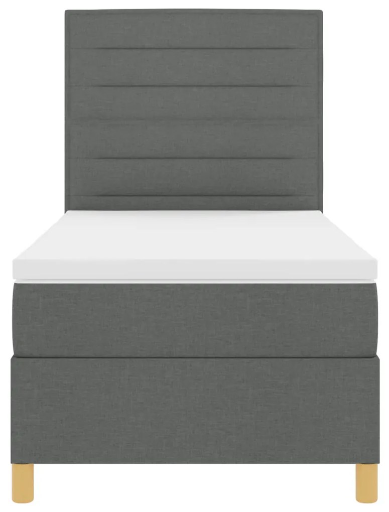 Boxspring ágy matraccal sötétszürke 100x200 cm textil