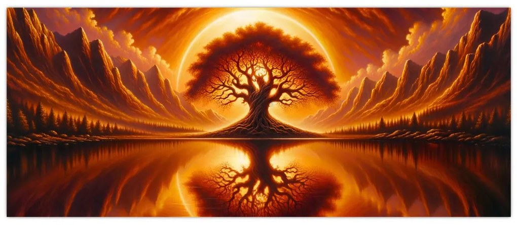 Kép – Fa a véres napban (120x50 cm)