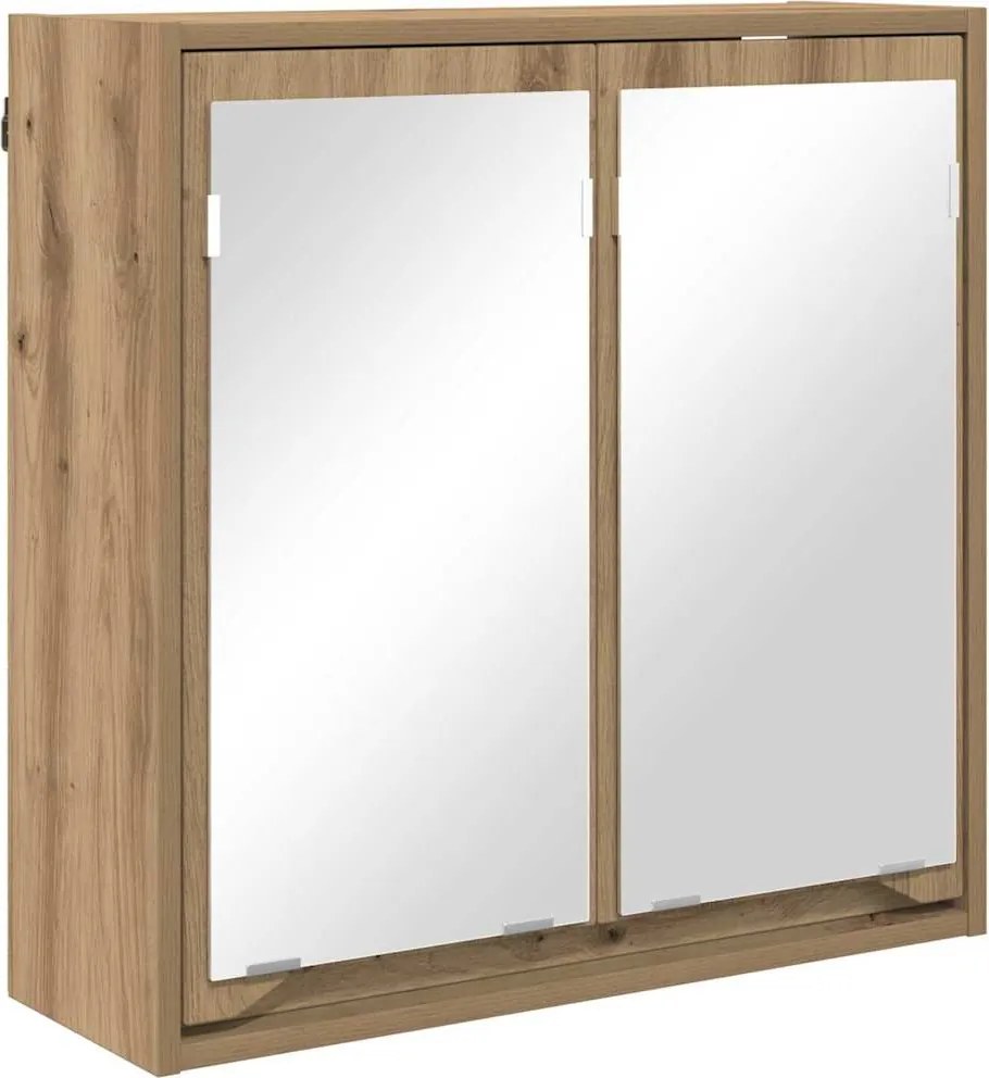 vidaXL Fürdőszobai tükörszekrény Artisan tölgy 60 x 20 x 60 cm Faanyag