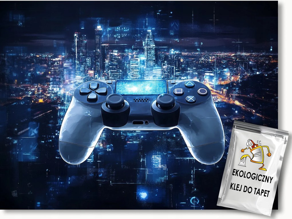 Fotótapéta Flizelina Gaming Konzol Gamepad Kontroller Város 100x75 ragasztó