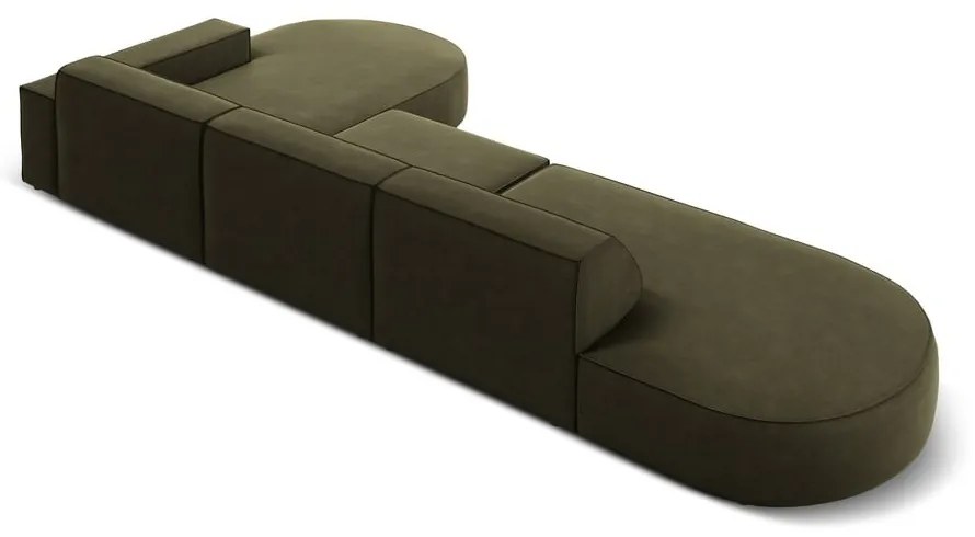 Zöld bársony sarokkanapé (jobb oldali) Jodie - Micadoni Home