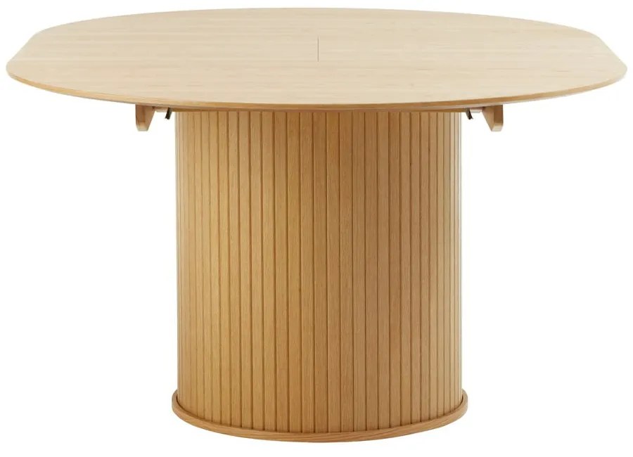 Kerek bővíthető étkezőasztal tölgyfa dekorral ø 120 cm Nola – Unique Furniture