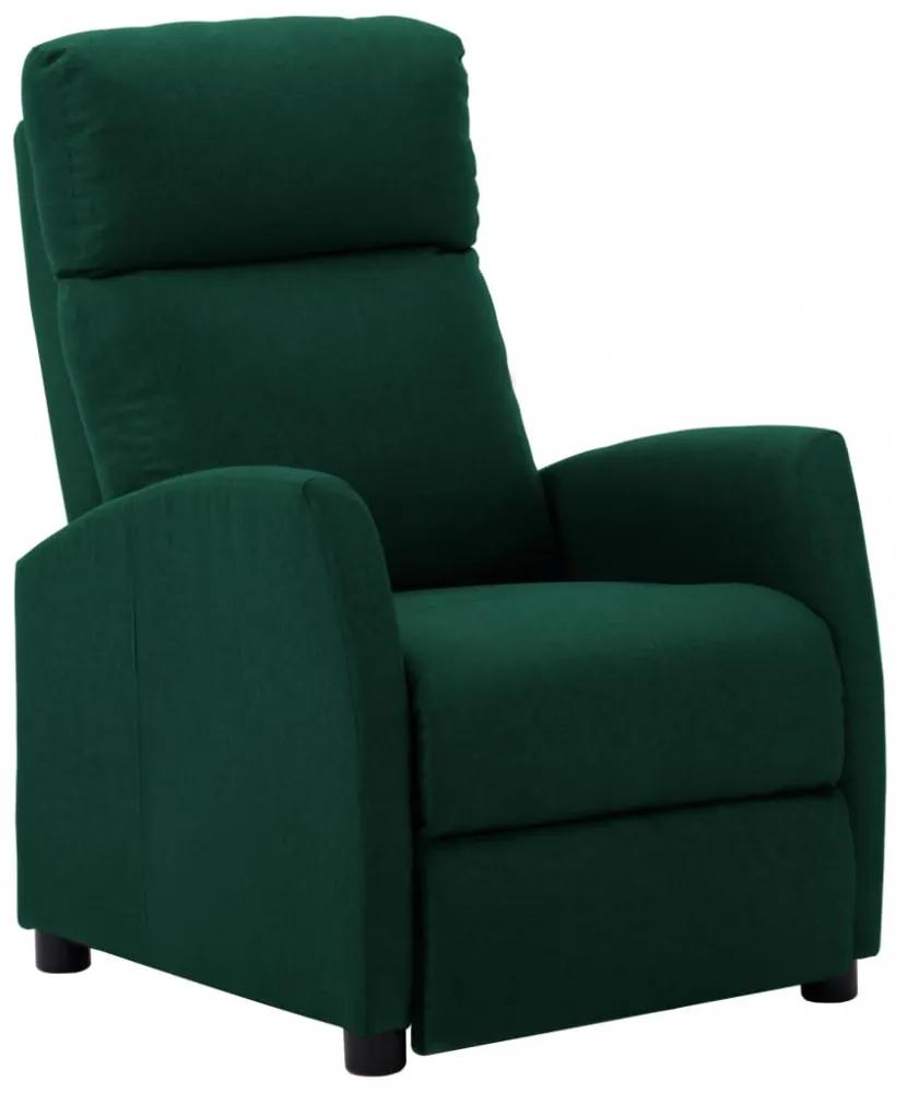 vidaXL sötétzöld szövetkárpitozású dönthető fotel