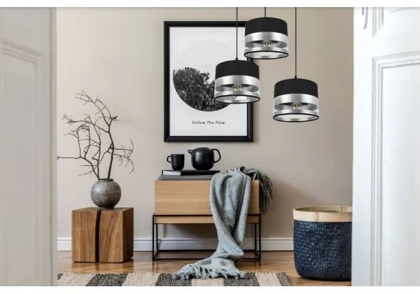 Csillár zsinóron MILO 3xE27/60W/230V ezüst/fekete