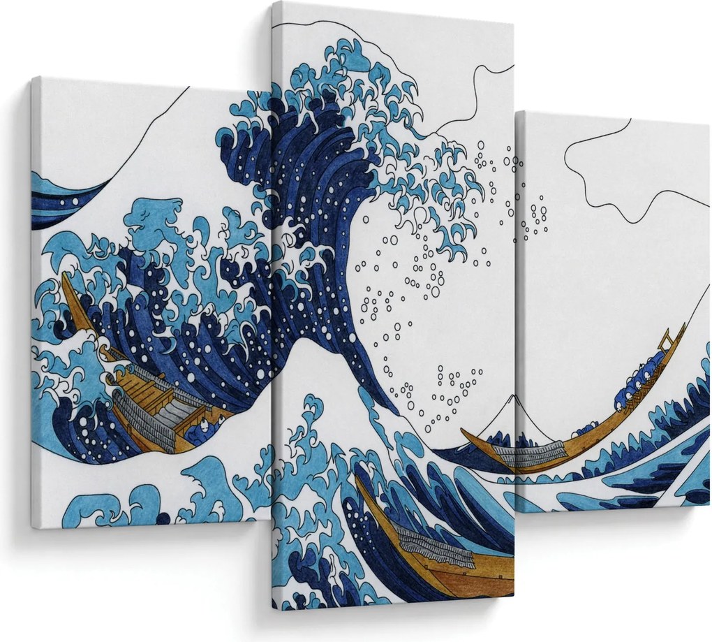 Kép - japán rajz, hullámok (90x60 cm)