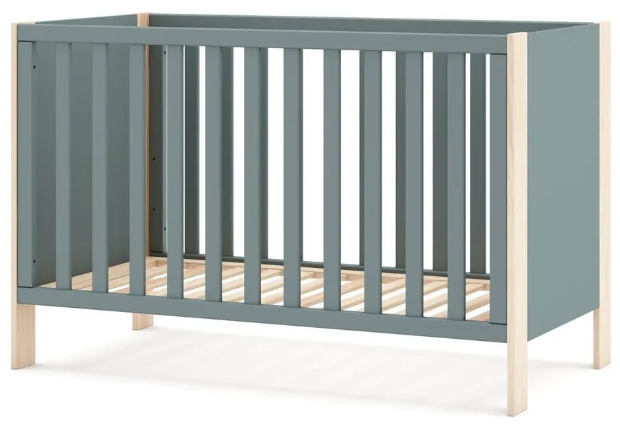 Natúr színű-szürkészöld babaágy 60x120 cm Esteban – Marckeric