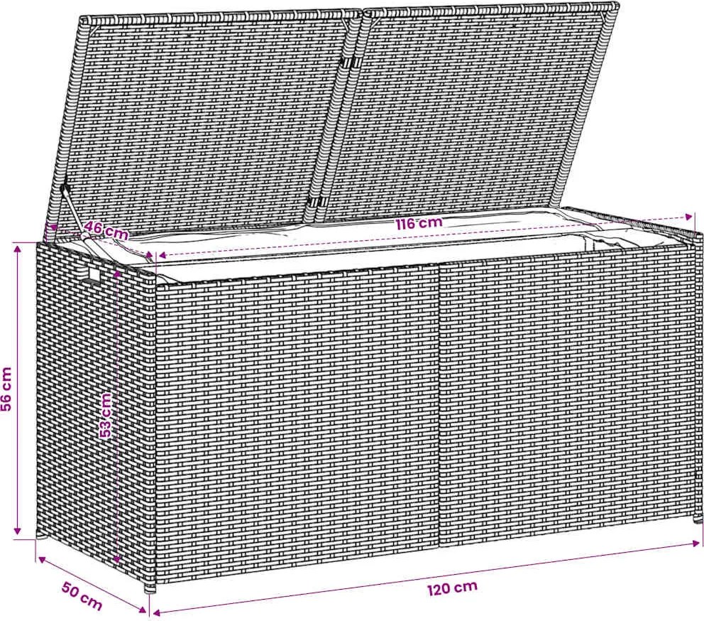 vidaXL vegyes bézs polyrattan kerti tárolóláda 283 L