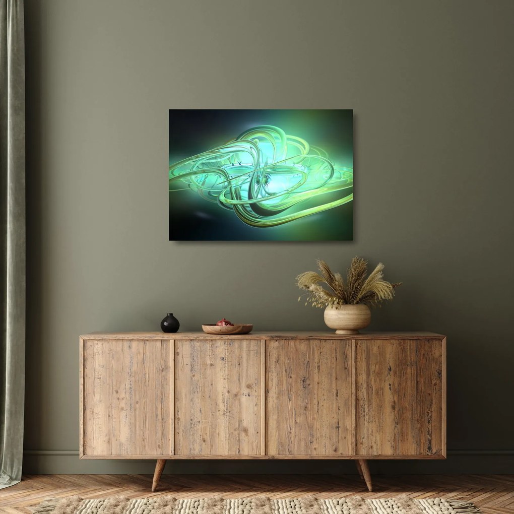 Zöld absztrakció kép (üvegen) (70x50 cm)