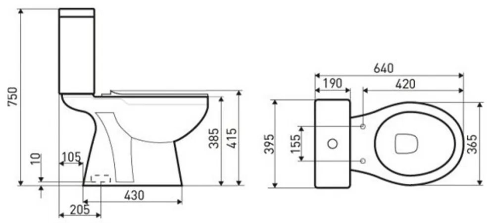 C-CLEAR monoblokkos WC alsó kifolyással ülőkével