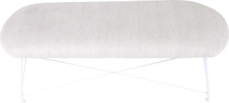 Dizájnos lóca, bézs szövet/fehér fém, RIVOLA