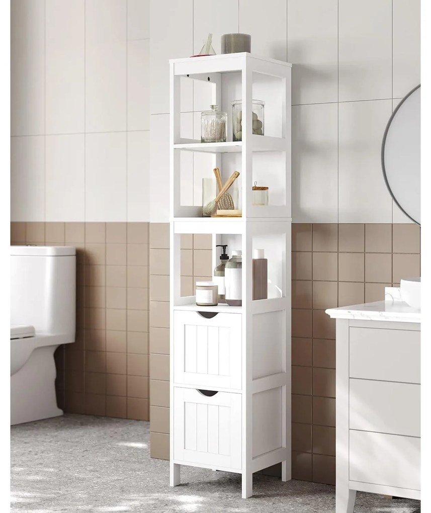 Fürdőszobai magas szekrény, fehér 30x30x141cm