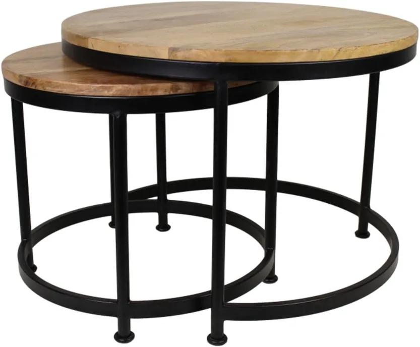 Sanndine 2 db asztal, teakfa asztallappal, ø 45 x 40 cm - HSM collection