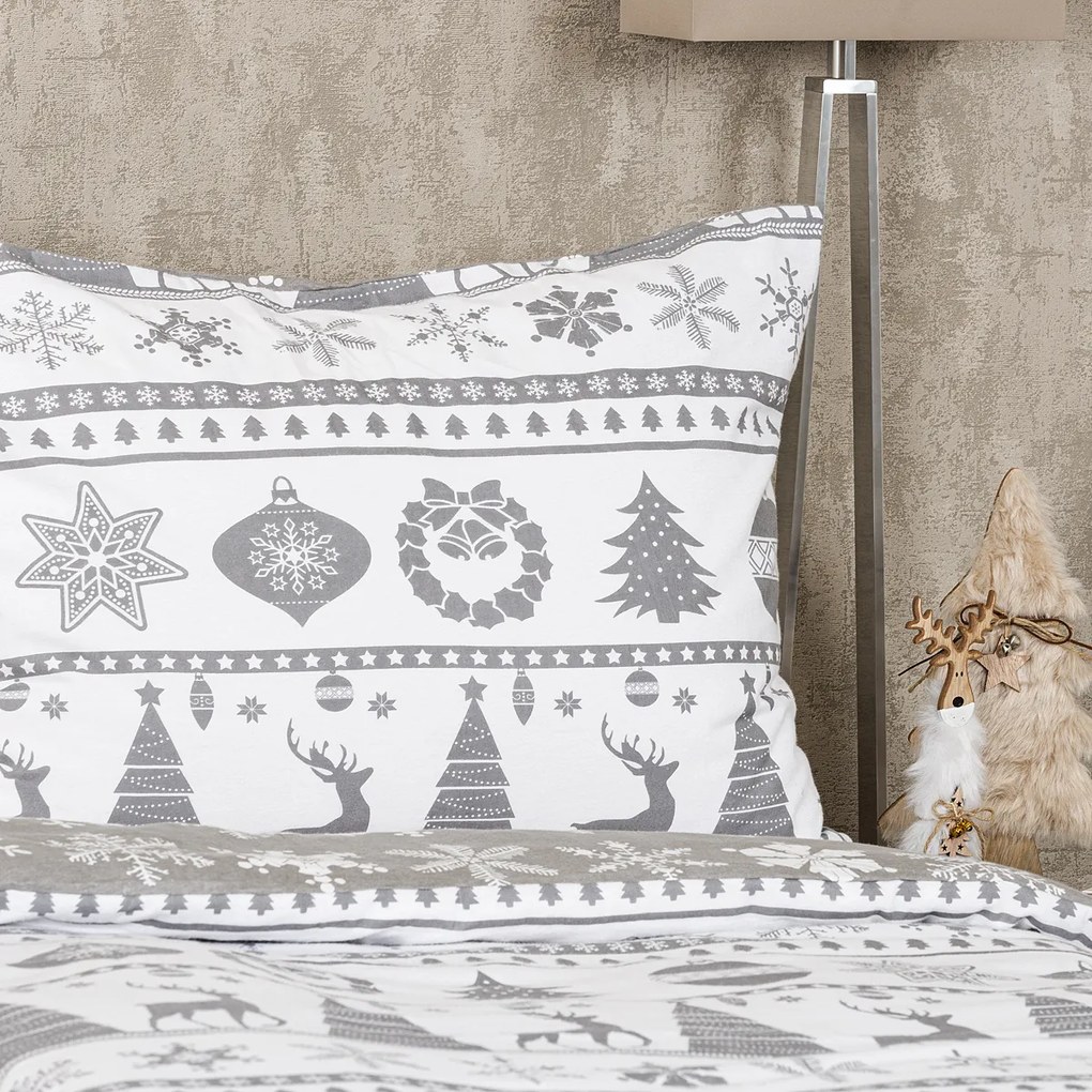4Home Christmas Time flanel ágyneműhuzat, szürke, 220 x 200 cm, 2 db 70 x 90 cm