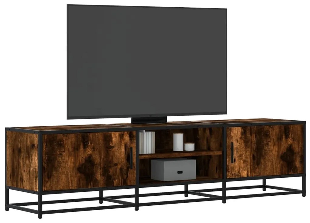 füstös tölgy színű szerelt fa és fém TV-szekrény 160x35x41 cm