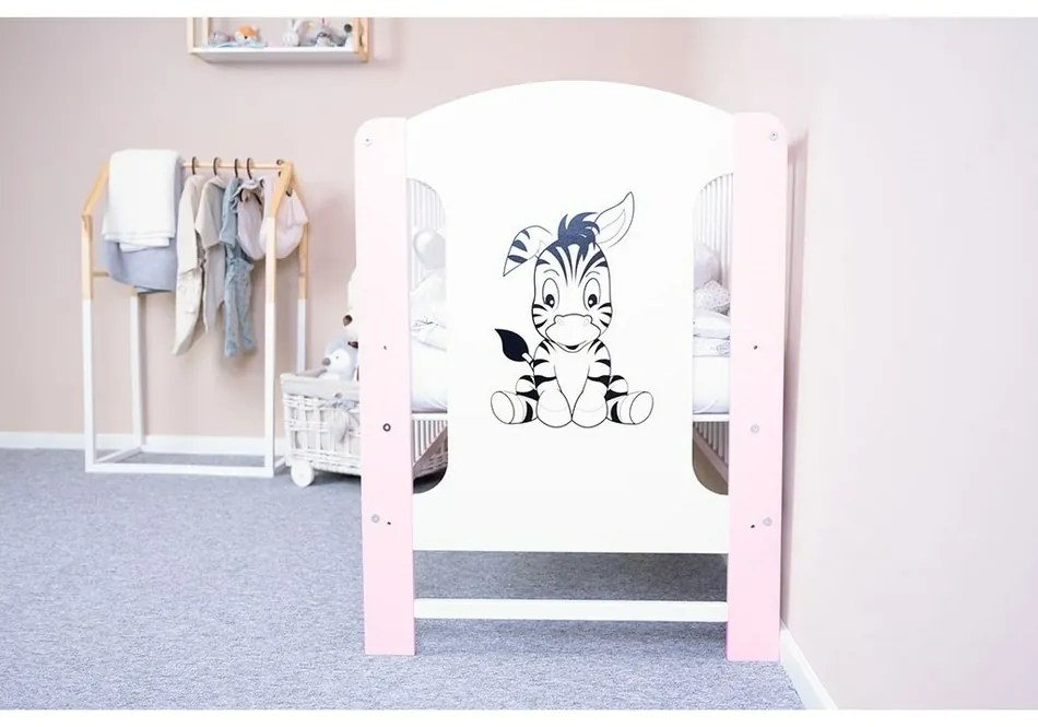 Új babaágy Elsa Zebra, fehér-rózsaszín,fehér-rózsaszín