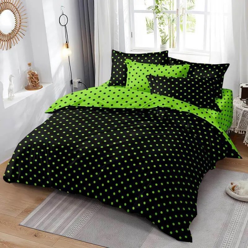 Nőszirom 7 részes pamut ágyneműhuzat garnitúra 140 x 200 cm pöttyös