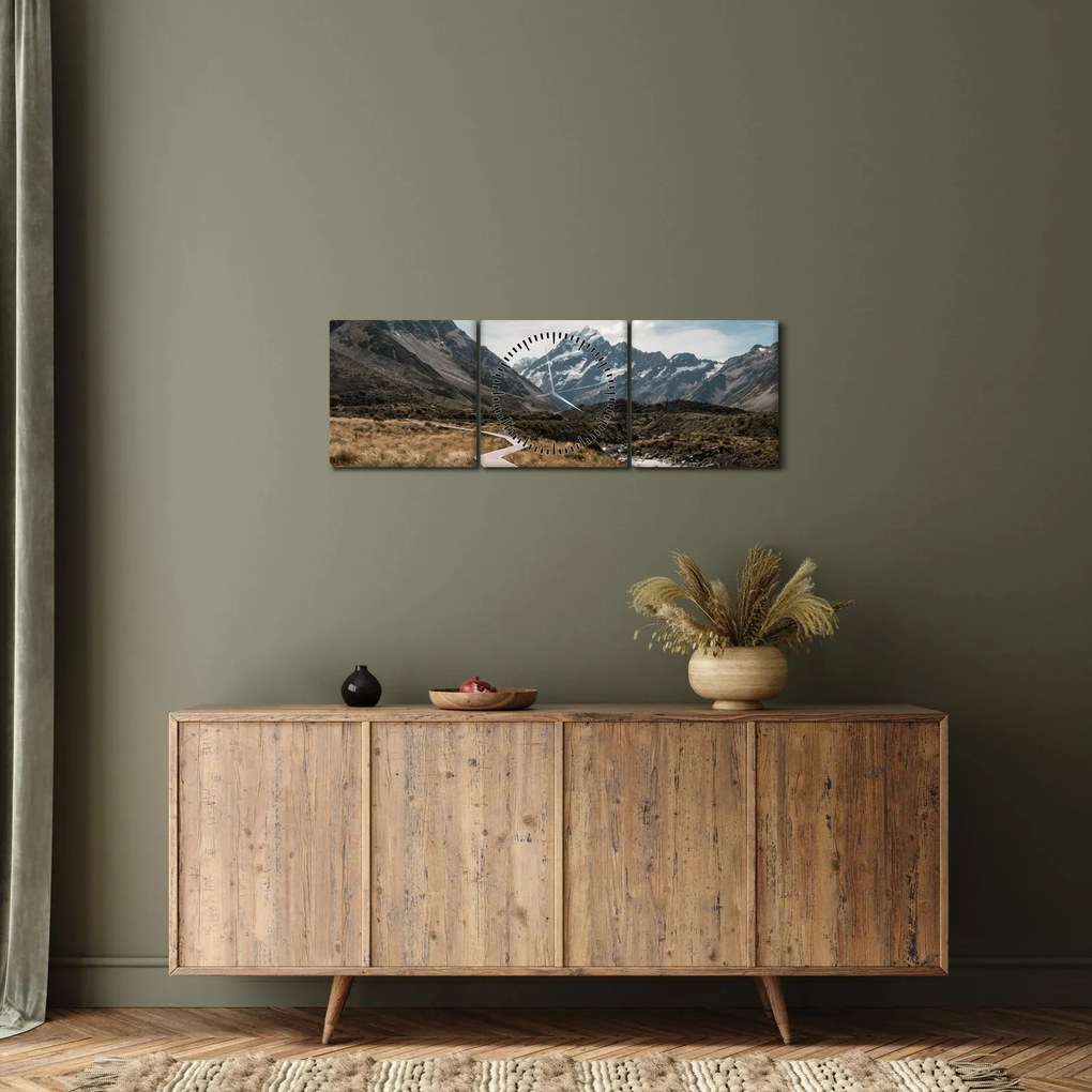 Kép - Sétány a hegységben Mt. Cook (órával) (90x30 cm)