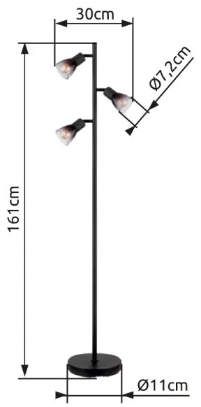 Globo 54312-3S - Állólámpa SATELLA 3xE14/25W/230V fekete