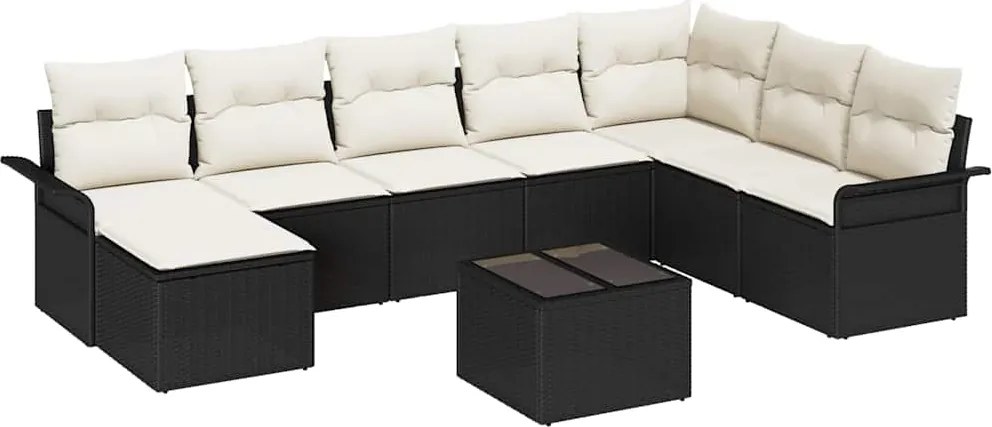 vidaXL Kerti Kanapé Szett párnával tárolóval 9 pcs Barna Poli rattan