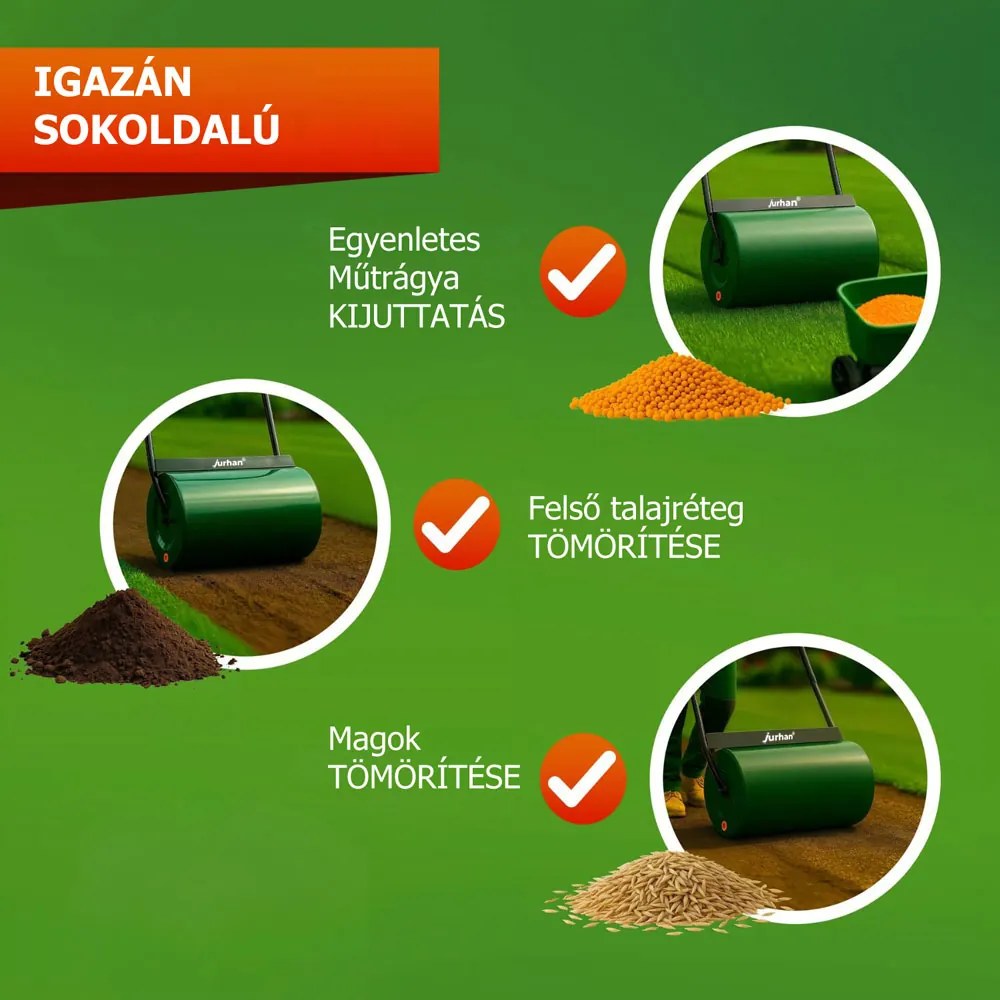 FARMER fűhengerező, 57cm, zöld Jurhan