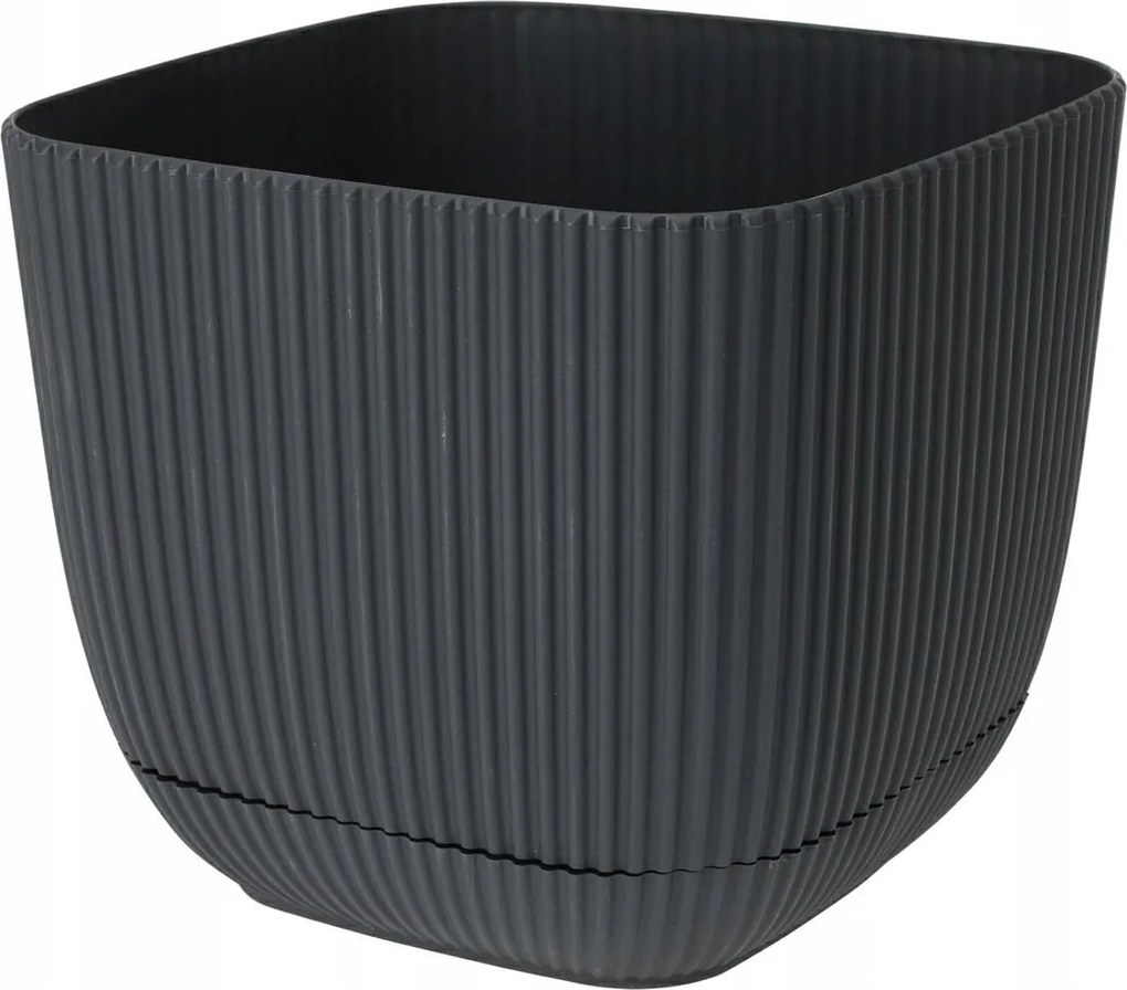 Szürke 17 cm-es szögletes virágtartó állvánnyal modern fedő