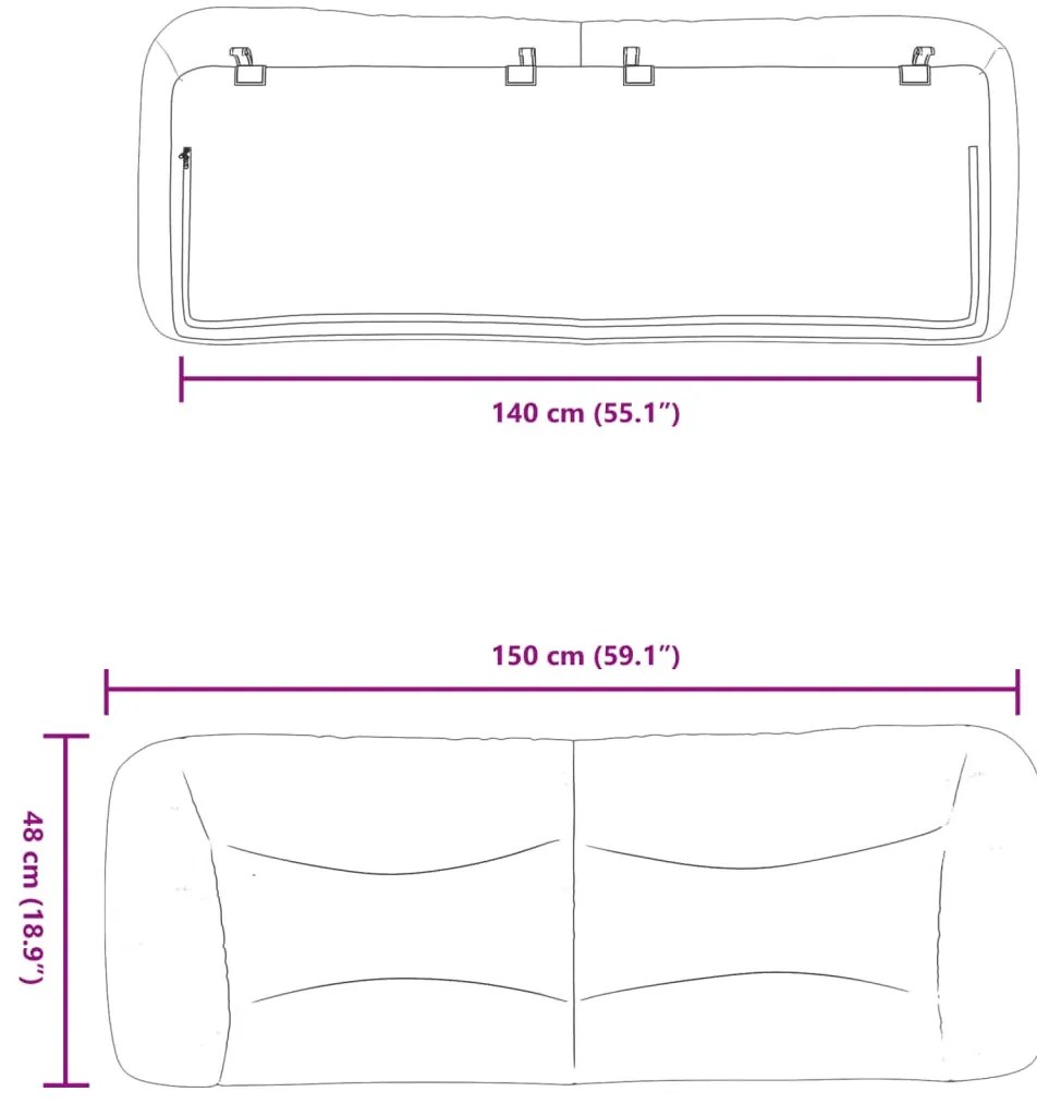 cappuccino színű műbőr fejtámla párna Hvar 140 cm
