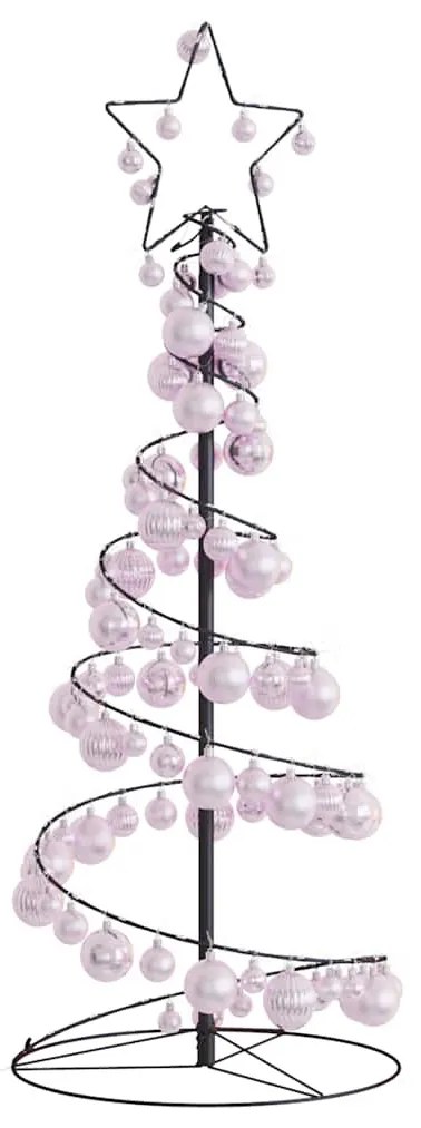 meleg fehér LED karácsonyfa gömbökkel 80 LED 120 cm