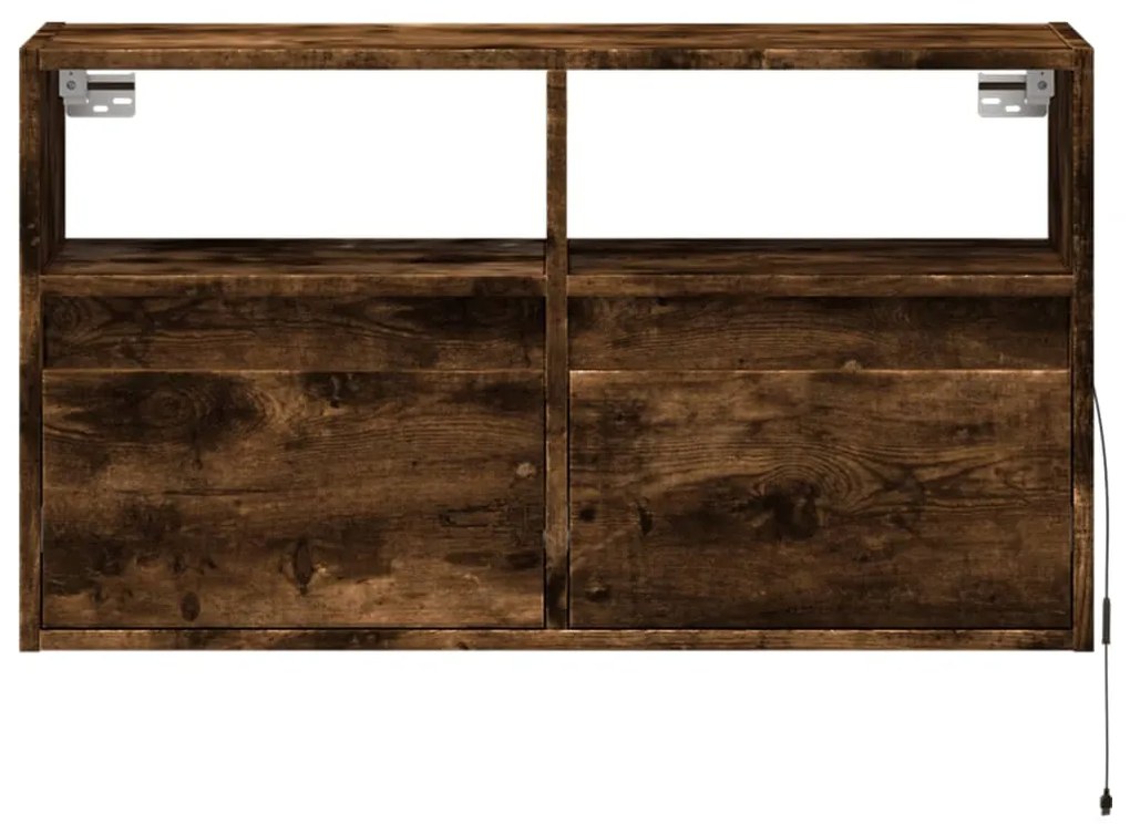 füstös tölgy színű fali TV-szekrény LED-ekkel 80x31x45 cm