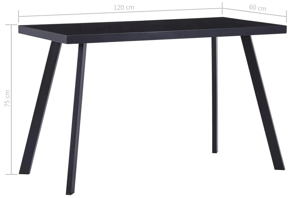 fekete edzett üveg étkezőasztal 120 x 60 x 75 cm