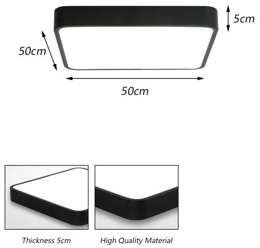 Brilagi - LED mennyezeti lámpatest POOL SQUARE LED/48W/230V 50x50 cm fekete