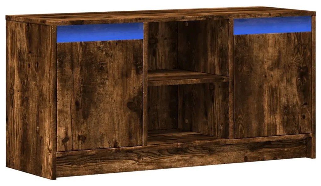 füstös tölgy színű szerelt fa LED-es TV-szekrény 100x34x50 cm