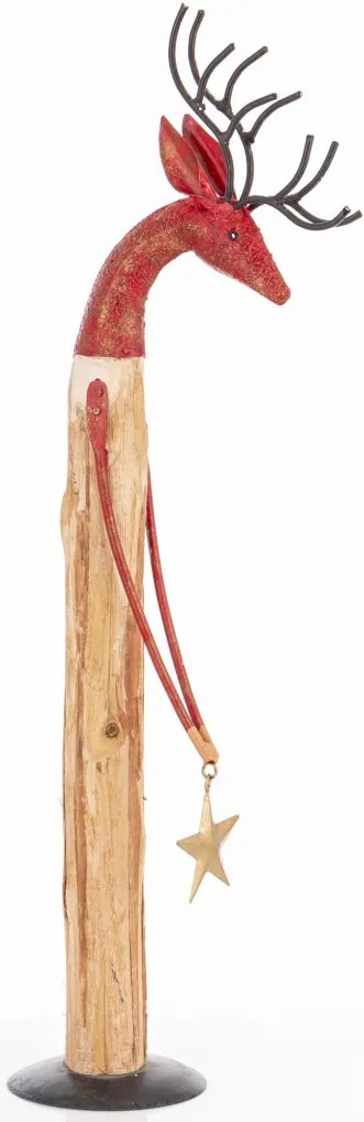 Jávorszarvas figura 45747-A fa, többszínű fém 60,5x11,5x20 cm