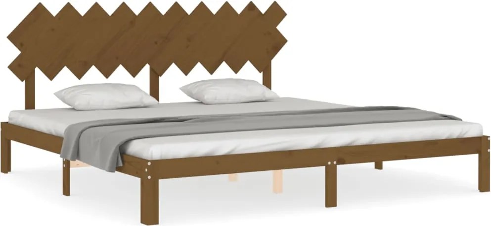 vidaXL mézbarna tömör fa ágykeret fejtámlával 200 x 200 cm