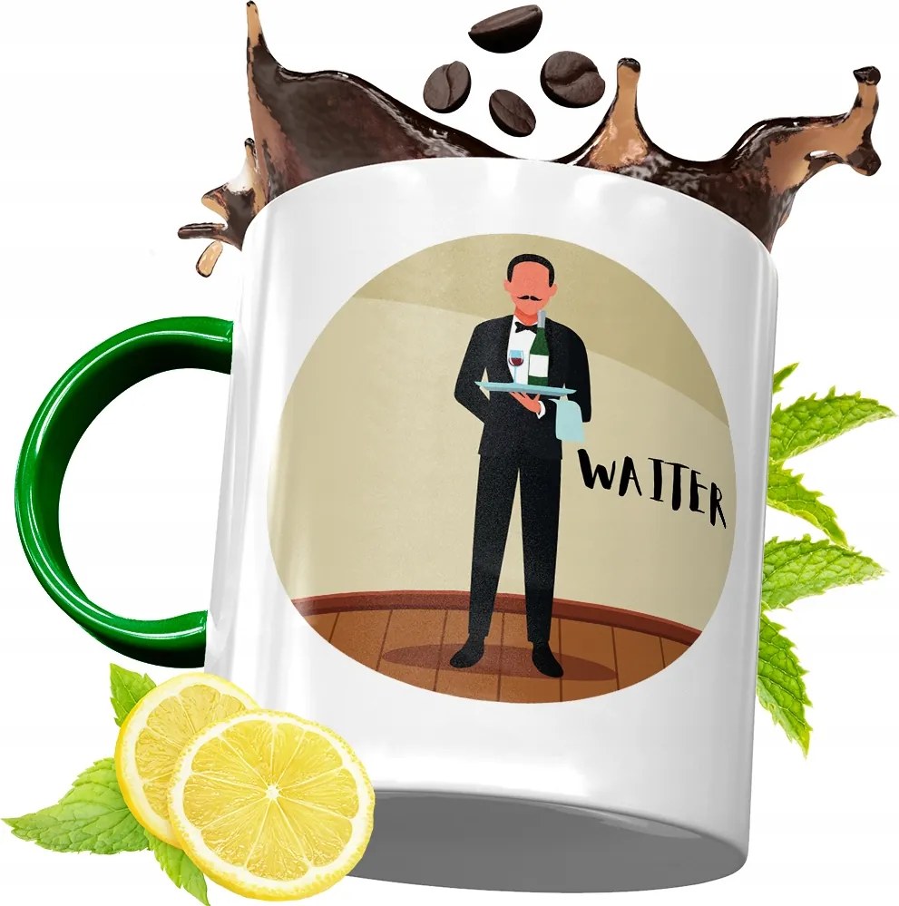 Zöld Bögre Pincérnek Pincérnőnek Ajándék fényképes nyomattal