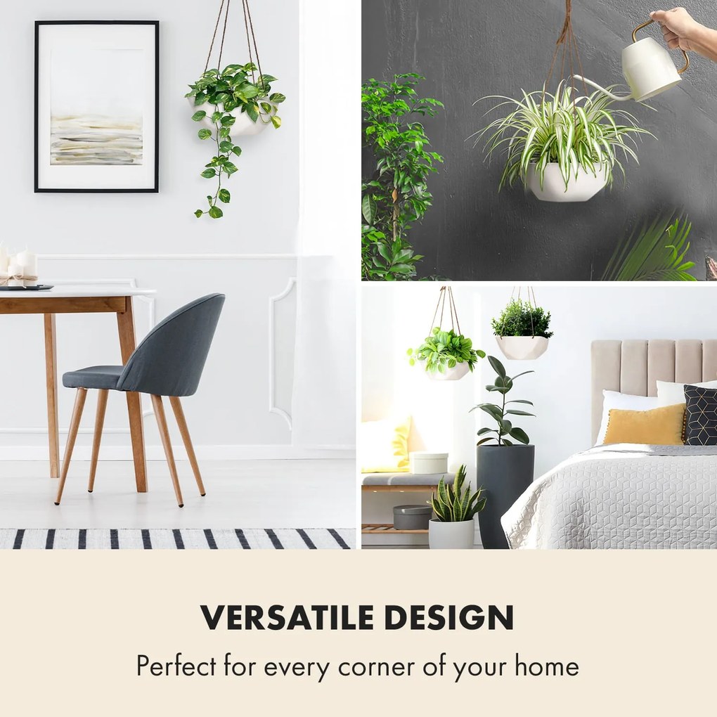 Blumfeldt Laren, függő virágcserép, Ø 28 cm, poliszton, természetes kötelekkel, 2 darabos készlet