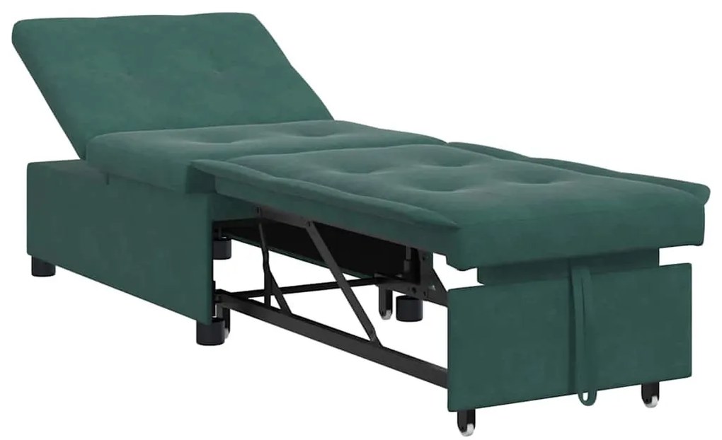 Kanapéágy Sötétzöld 67 x 194 x 38 cm Bársony