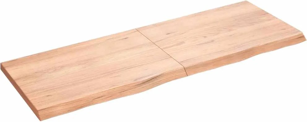 vidaXL világosbarna kezelt tömör fa fürdőszobai pult 140x50x(2-4) cm