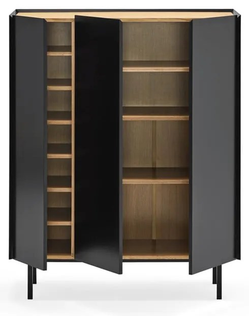 Fekete magas komód tölgyfa dekorral 95x120 cm Arista – Teulat