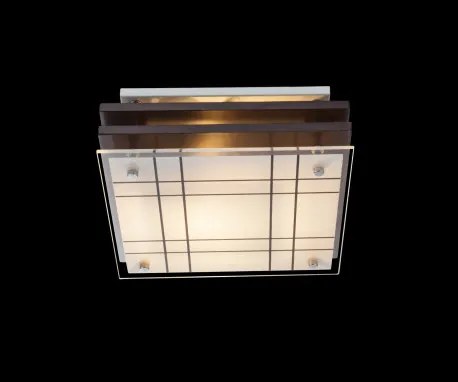 Globo 48089 Mennyezeti sötétbarna fa/üveg, LxBxH:235x235x80, exkl. 1xE27 60W 230V