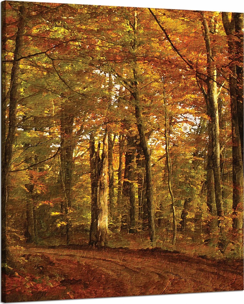 Vászonkép Pasztell stílus Fák Erdő Ősz 80x100 cm