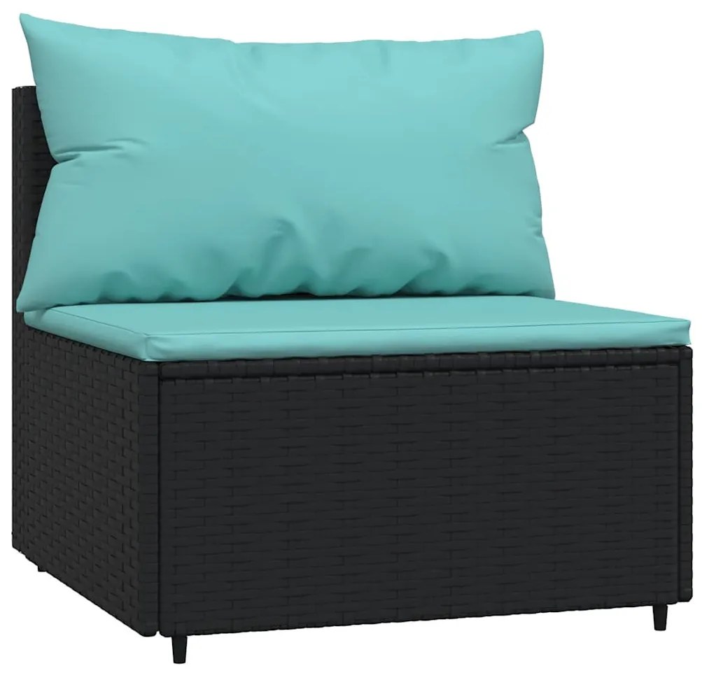 4 részes fekete polyrattan kerti ülőgarnitúra párnákkal
