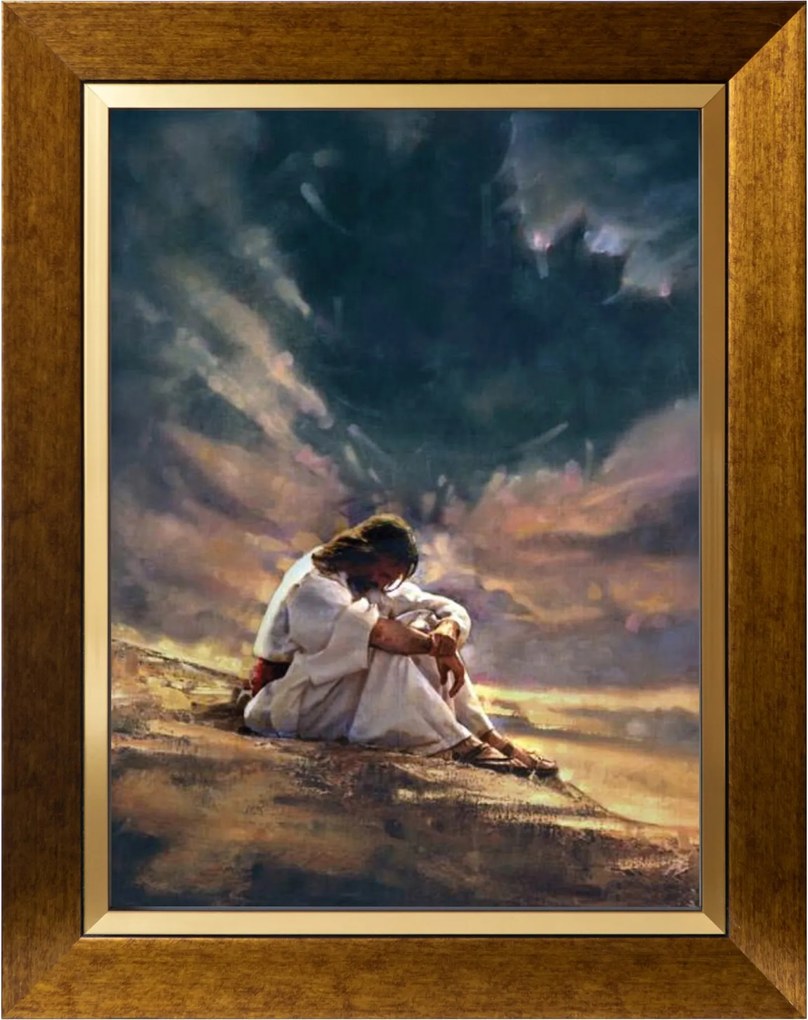 Jezus Pihenés Szakrális Kép Arany Vászon Díszkeret 30X40