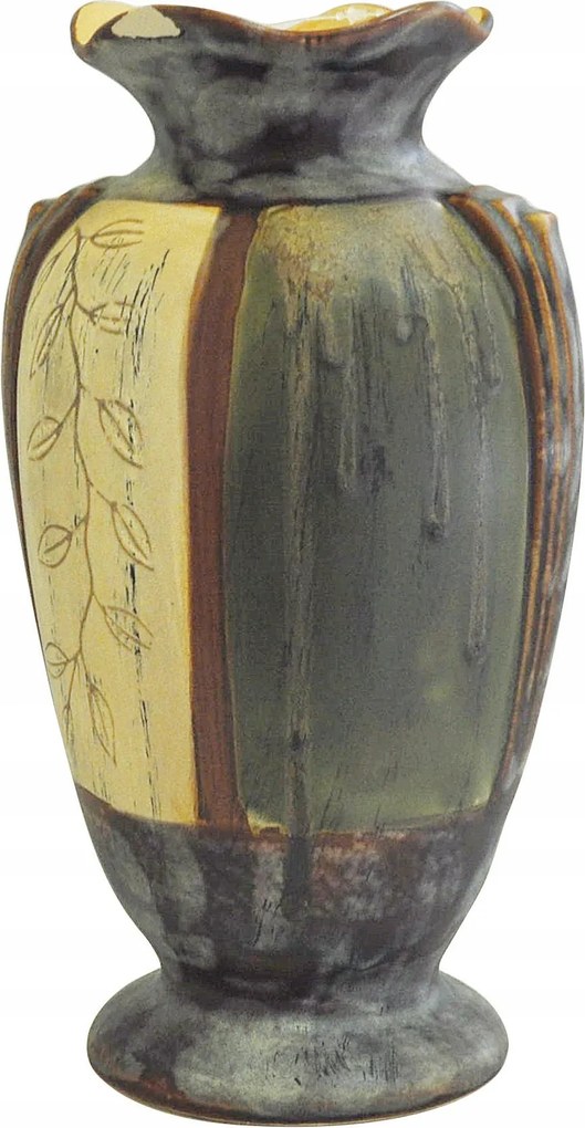 Kerámia Váza Díszes Levelek Magasság 30cm