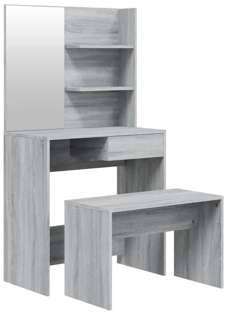 szürke sonoma színű fésülködőasztal-szett 74,5 x 40 x 141 cm